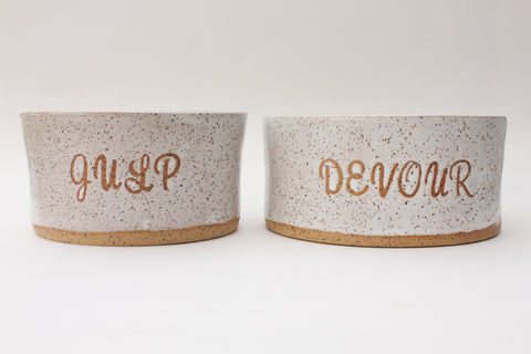 Handmade Ceramic Pottery Dog Bowl