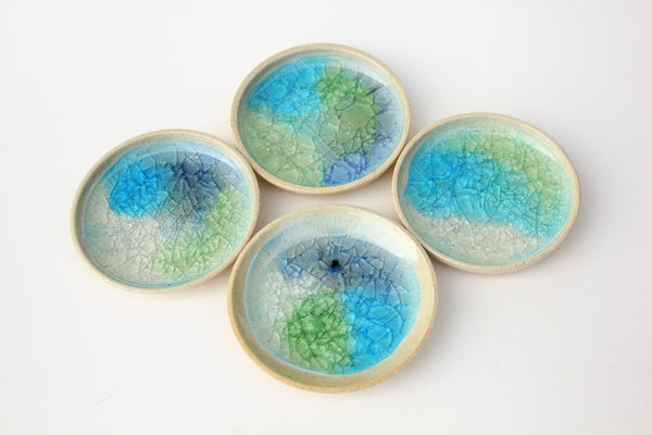 Handmade Ceramic Pottery Coaster with Glass - Set of 4